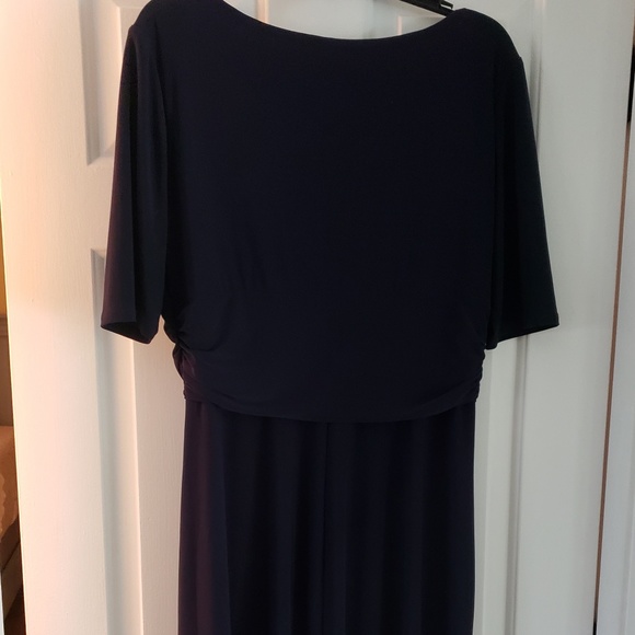 Chaps Dark Navy Blue Dress XL, Polyester, Elbow Length Sleeve - Picture 3 of 7